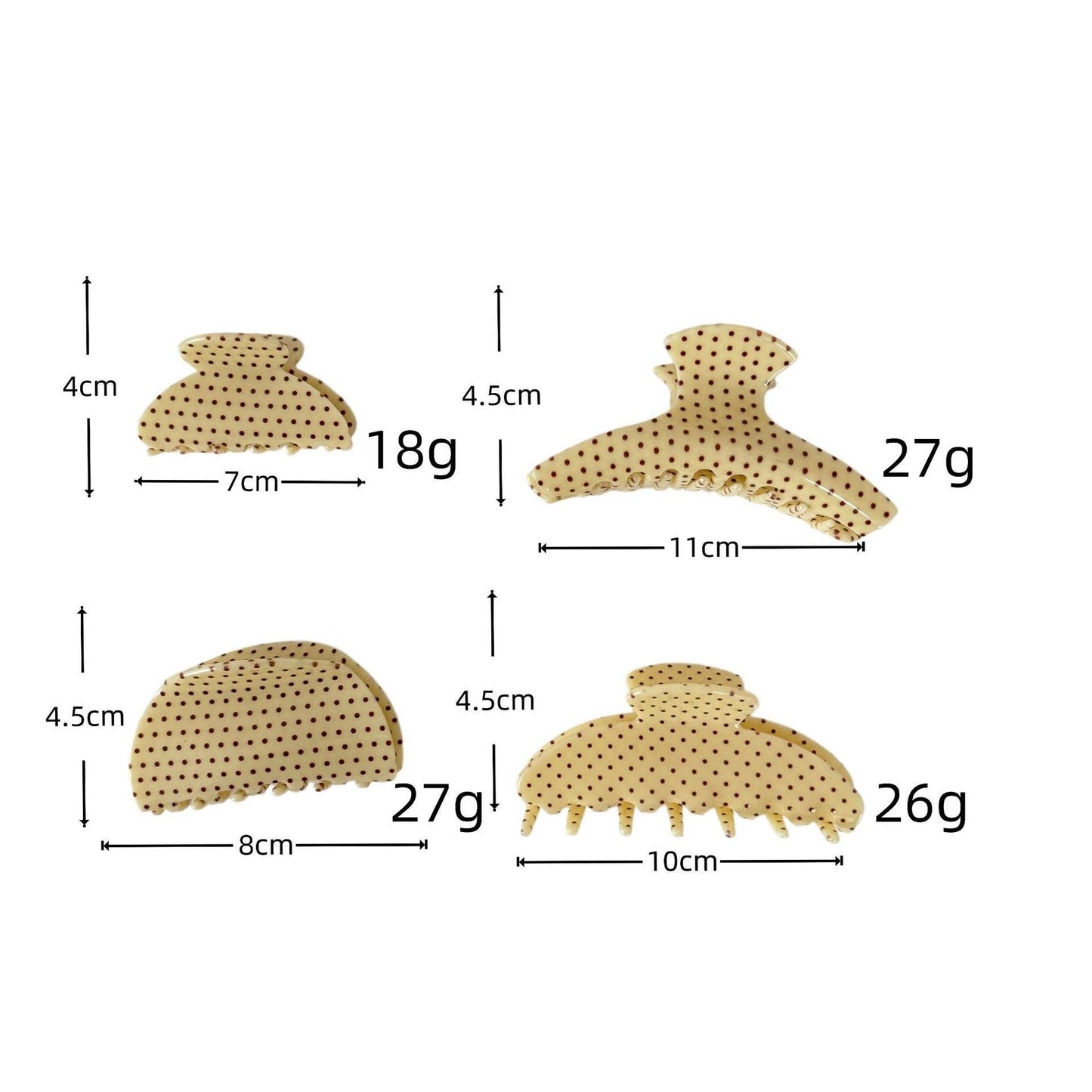 Vintage Polka Dots Acetate Hair Claws 8AS6HCP10