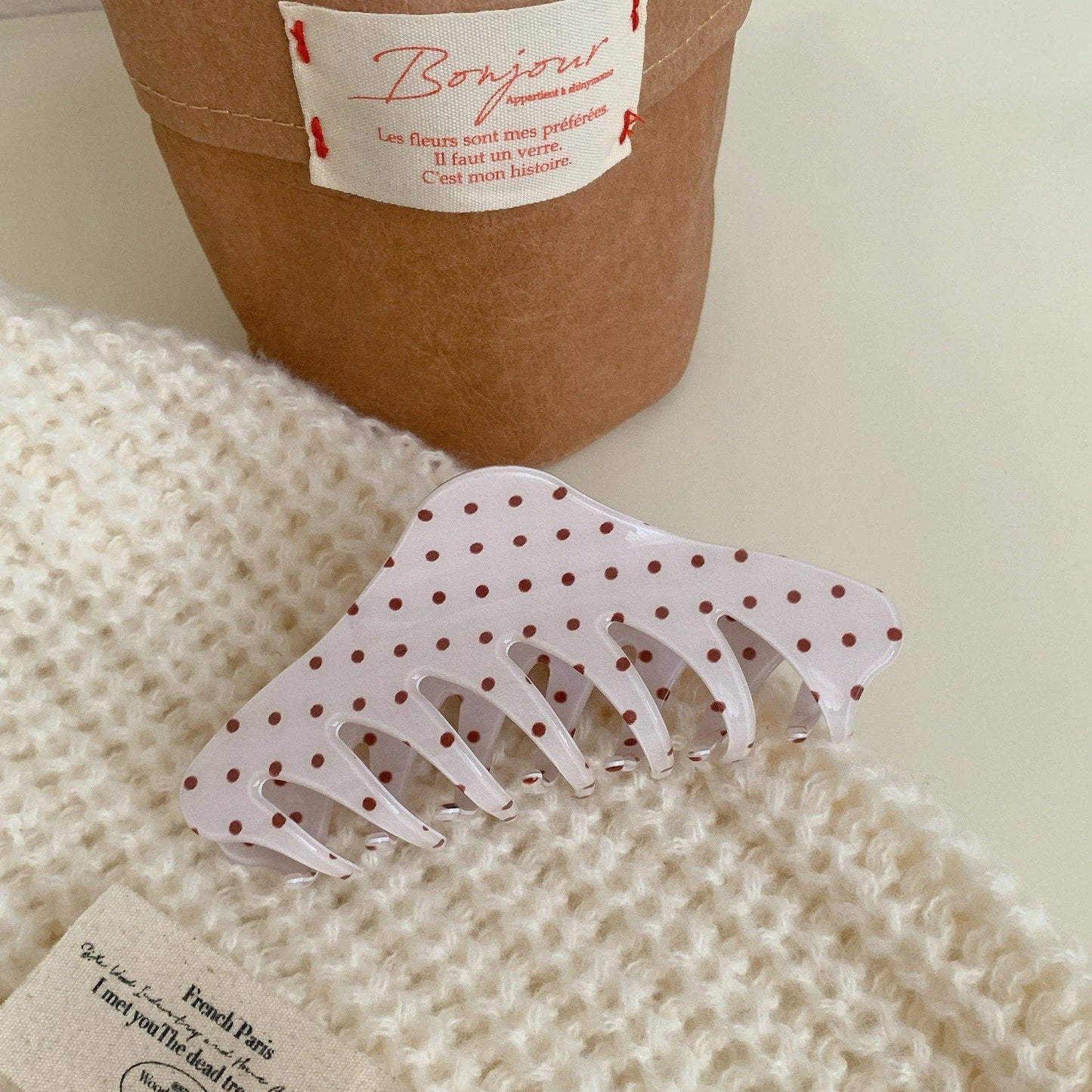 Simple Polka Dot Color Block Hair Claw DP25F573