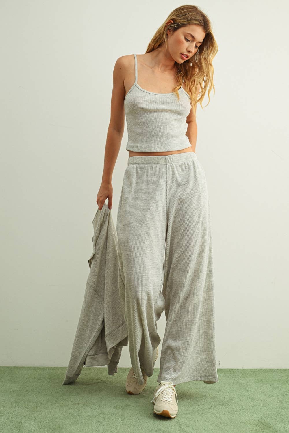 ET7143ST   WAFFLE FABRIC CROP TANK TOP