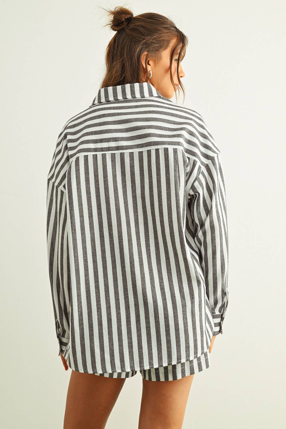 T6383ST   STRIPED BUTTON DOWN LINEN SHIRTS