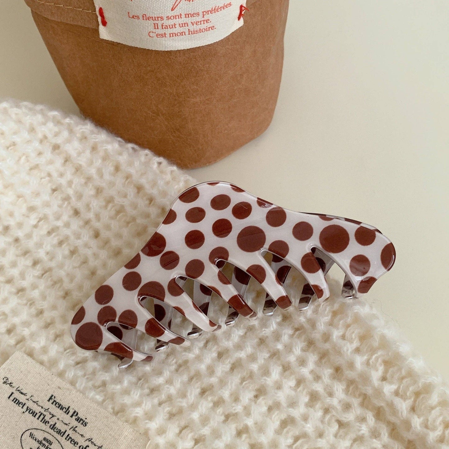 Simple Polka Dot Color Block Hair Claw DP25F573