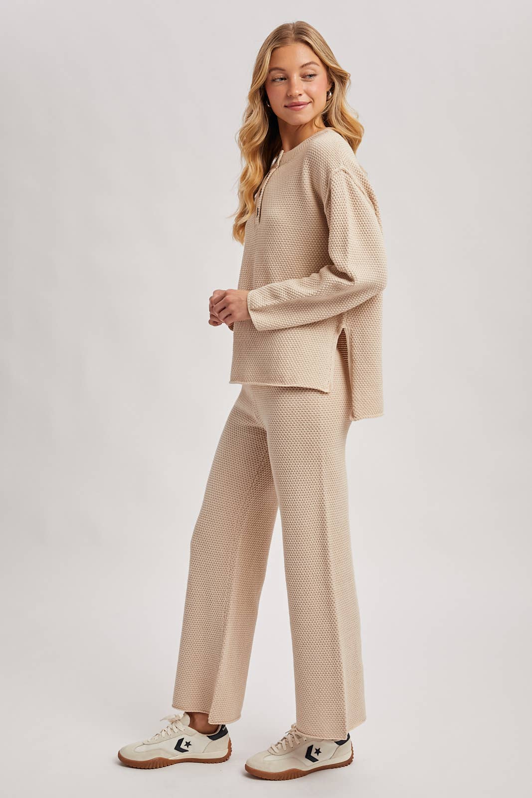 TEXTURED KNIT TOP & PANTS SET