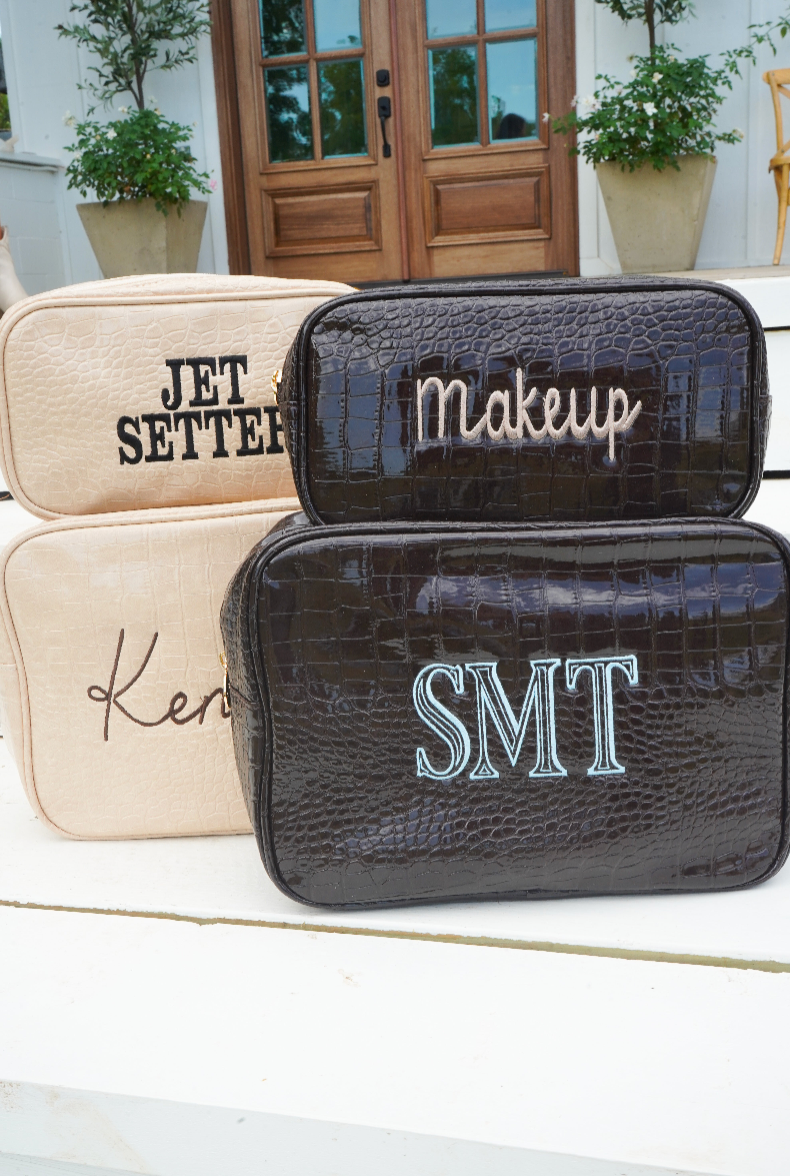 Croc Leather Makeup Bag Collection