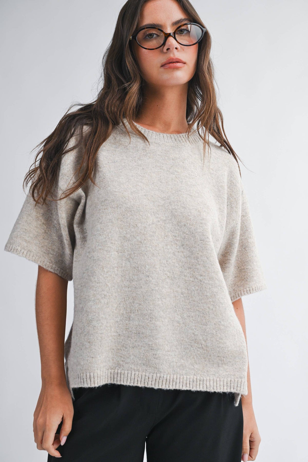 *SMALL ONLY*  Oat Short Sleeve Knit Sweater