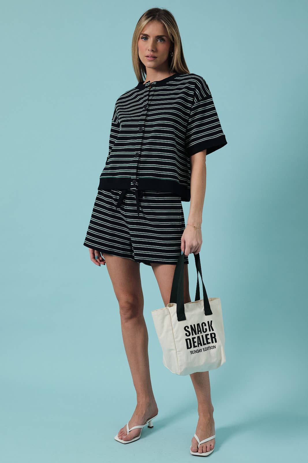NAVY STRIPED OVER SIZED BOXY TOP