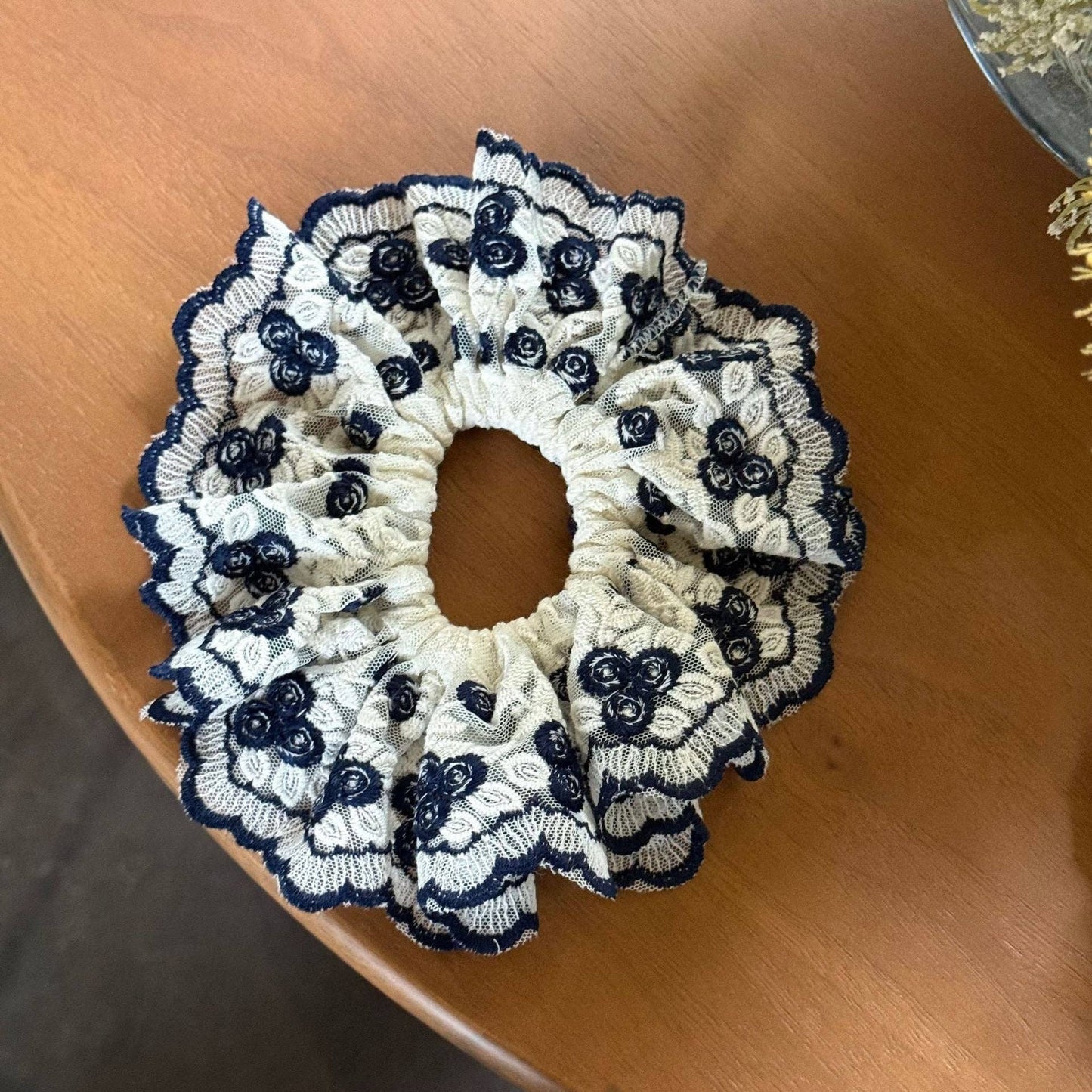 Boho Floral Embroidery Ponytail Holder Hair Scrunchie MK2BLW6W6HSR141