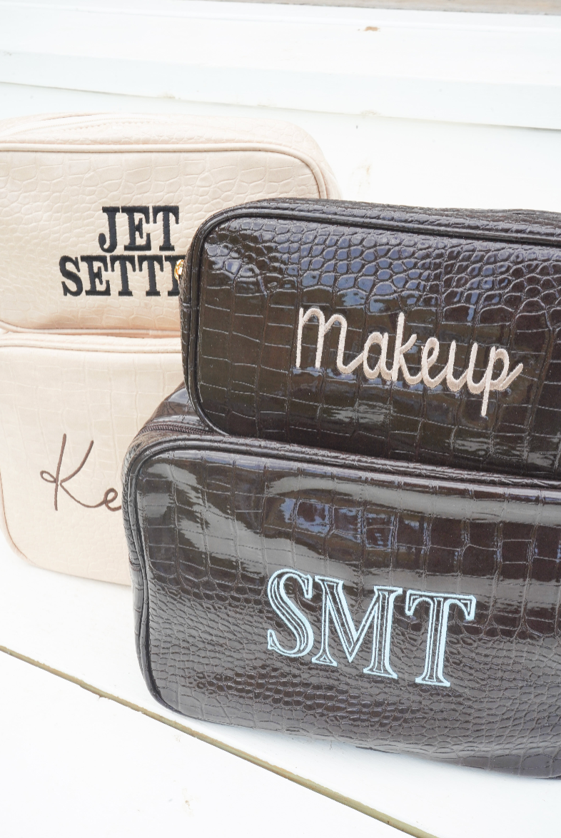 Croc Leather Makeup Bag Collection