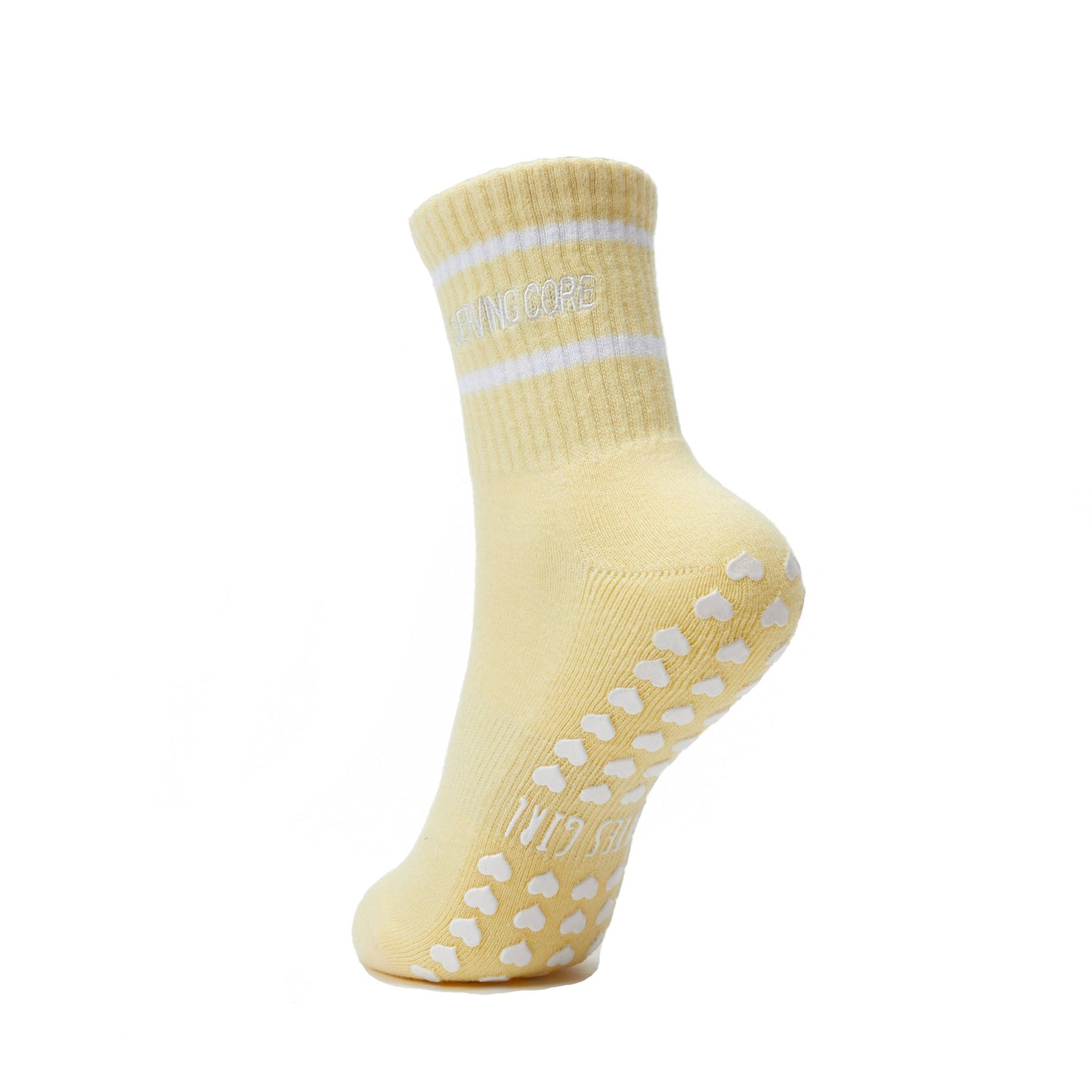 Serving Core Pilates Grip Socks in Pale Yellow