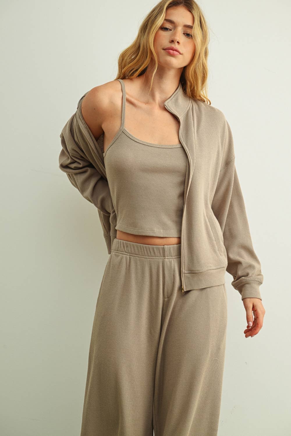 ET7143ST   WAFFLE FABRIC CROP TANK TOP