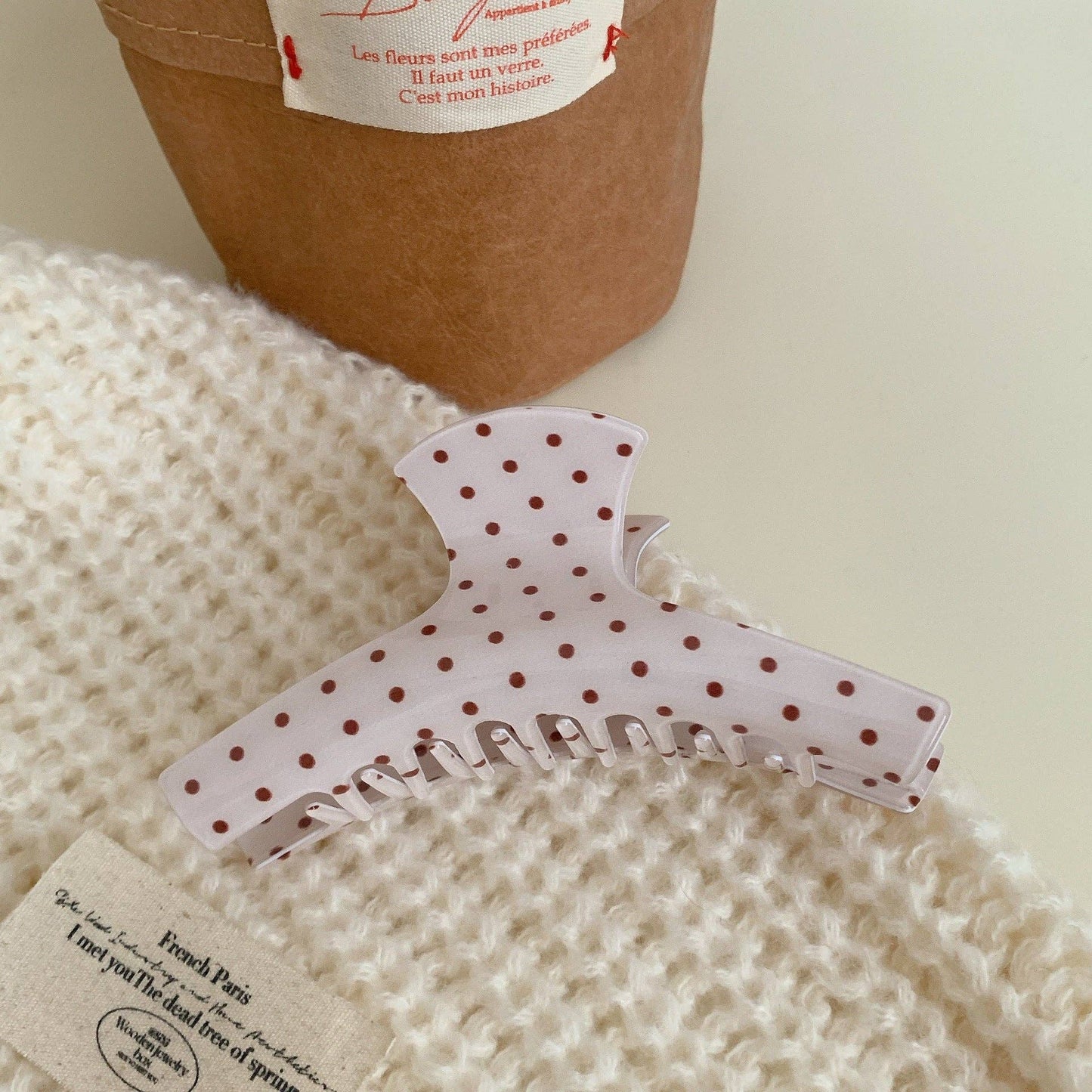 Simple Polka Dot Color Block Hair Claw DP25F573