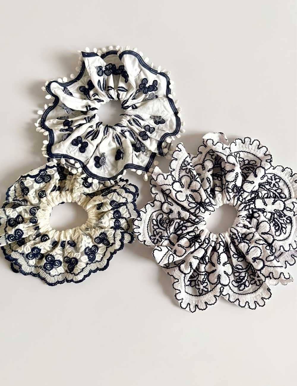 Boho Floral Embroidery Ponytail Holder Hair Scrunchie MK2BLW6W6HSR141
