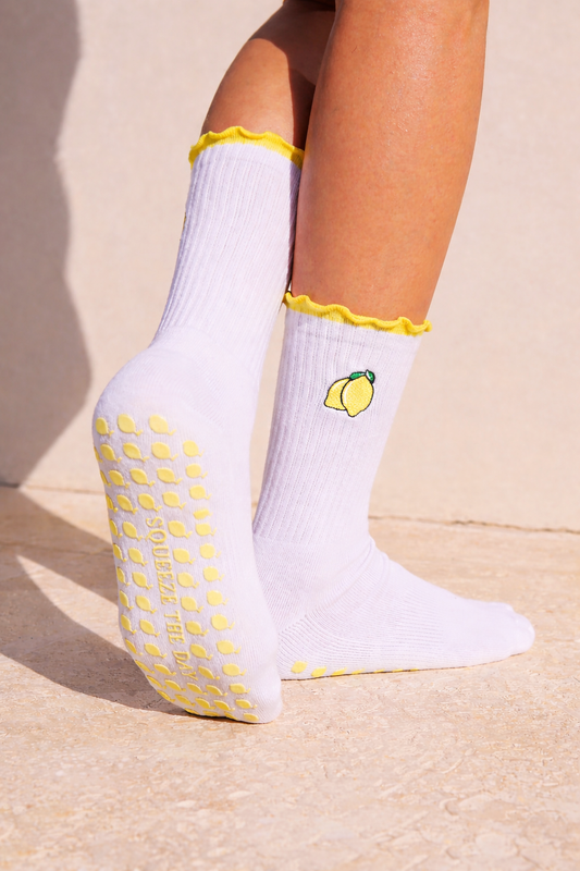Squeeze the Day Lemon Pilates Barre Grip Socks