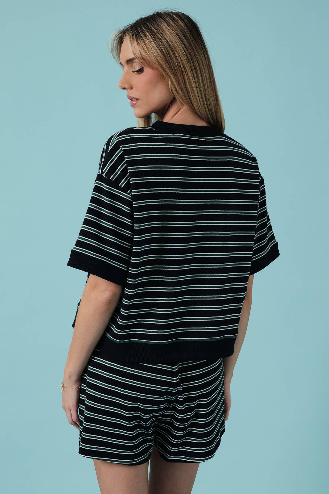 NAVY STRIPED OVER SIZED BOXY TOP
