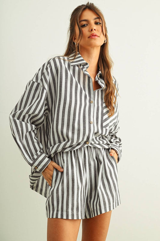 STRIPED BUTTON DOWN LINEN SHIRTS