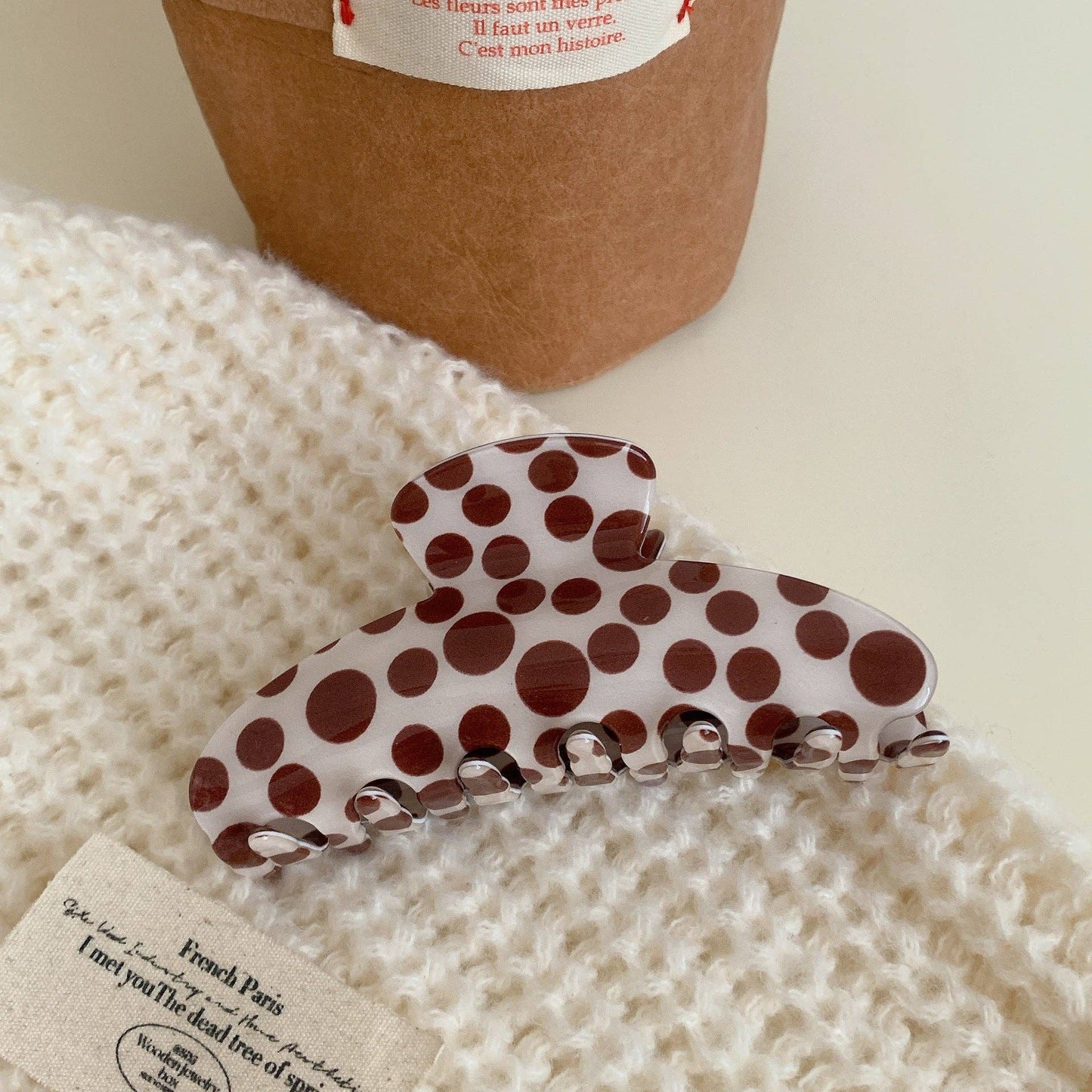 Simple Polka Dot Color Block Hair Claw DP25F573