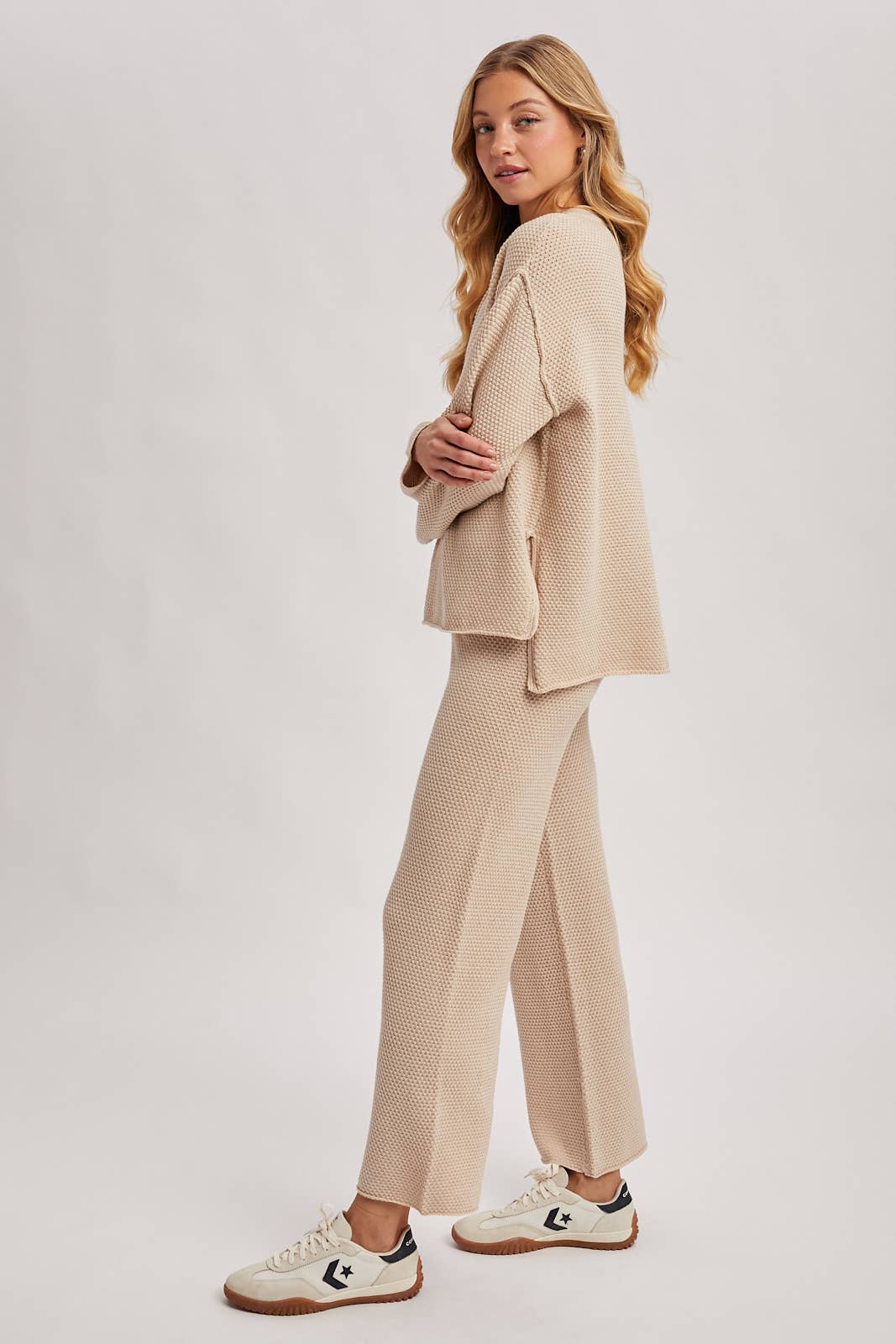 TEXTURED KNIT TOP & PANTS SET