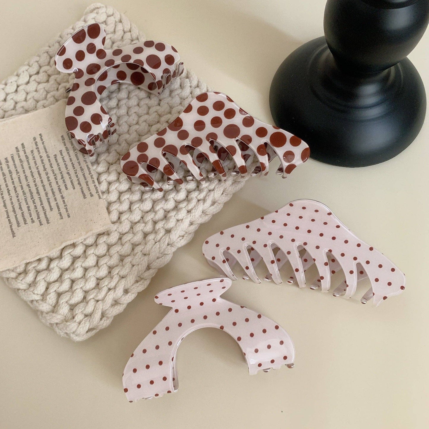 Simple Polka Dot Color Block Hair Claw DP25F573