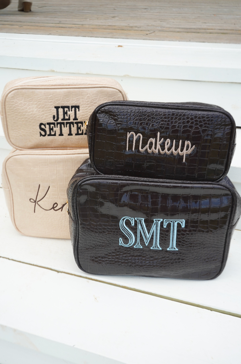 Croc Leather Makeup Bag Collection