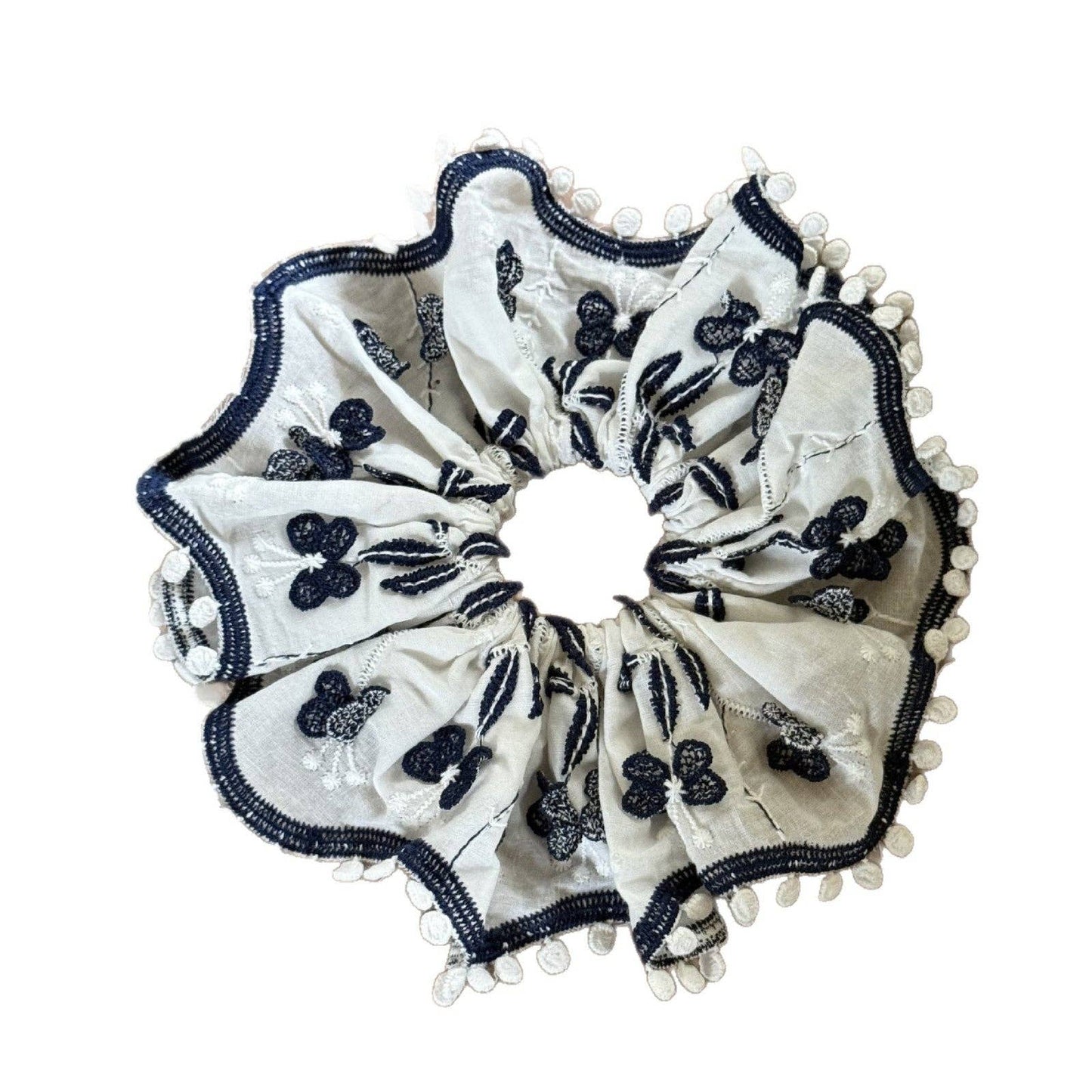 Boho Floral Embroidery Ponytail Holder Hair Scrunchie MK2BLW6W6HSR141