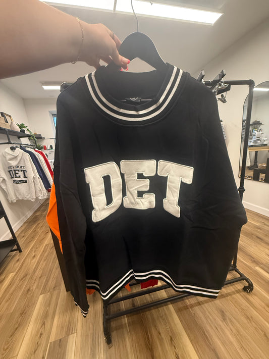 striped detroit black mockneck