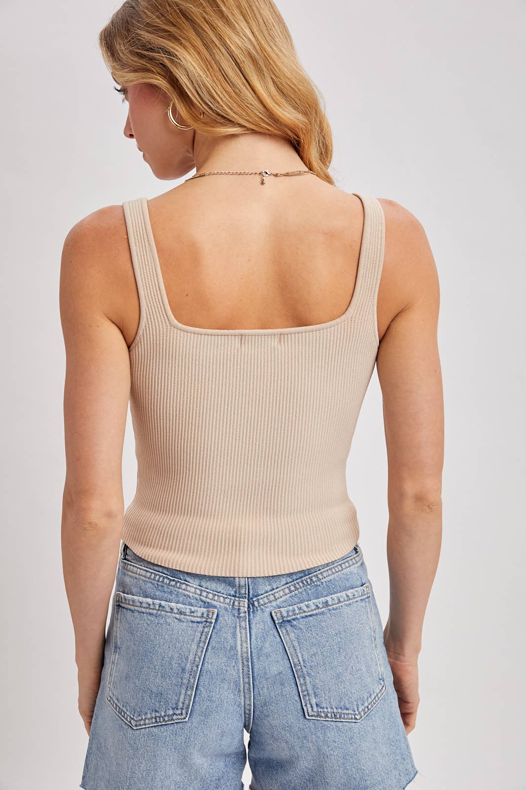 RIBBED SWEETHEART NECK TANK TOP