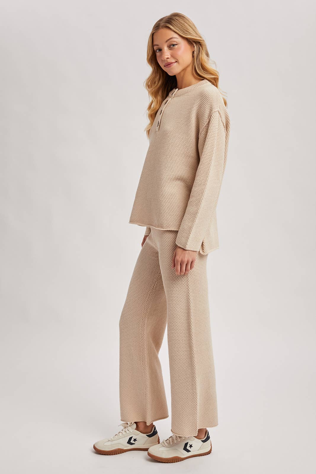 TEXTURED KNIT TOP & PANTS SET
