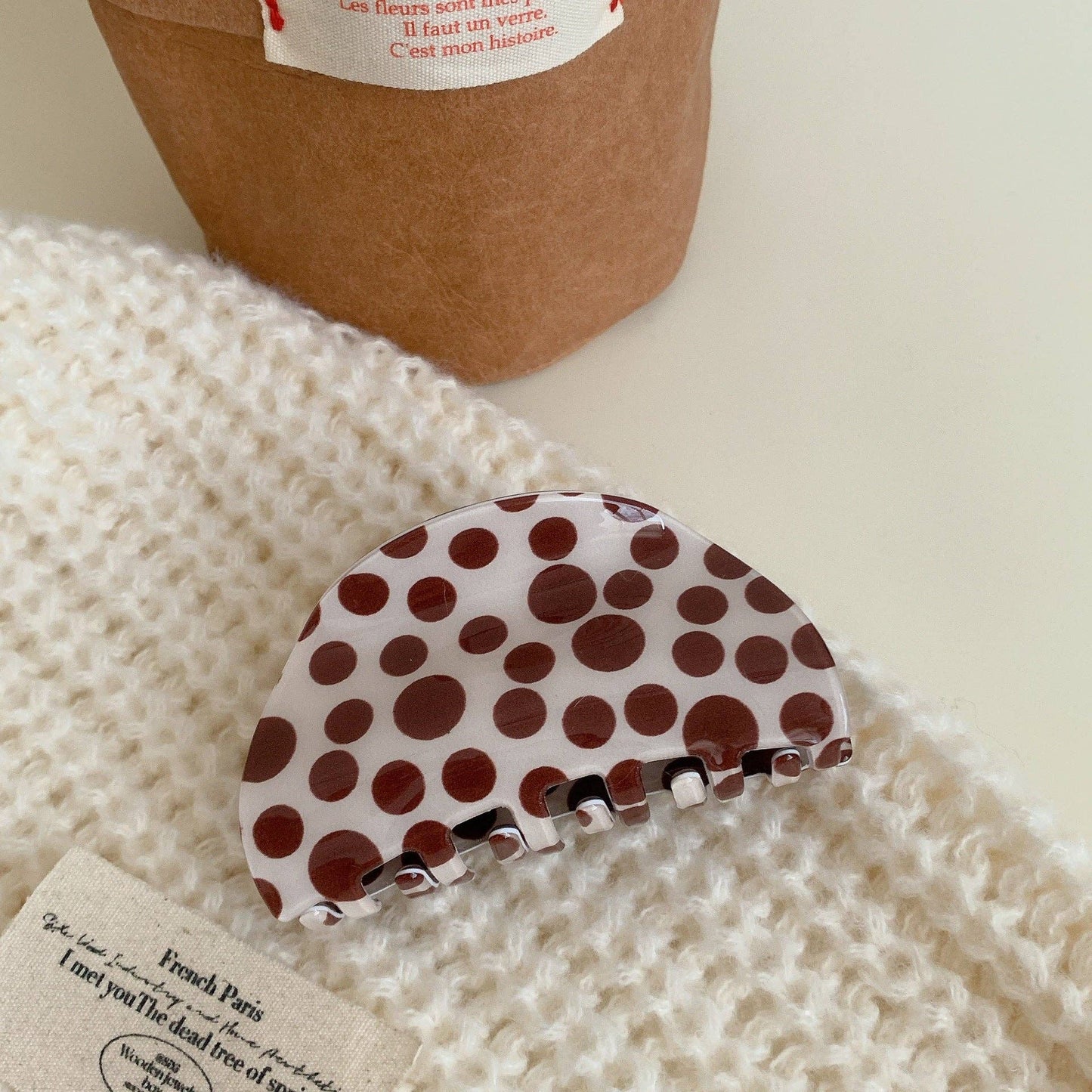 Simple Polka Dot Color Block Hair Claw DP25F573