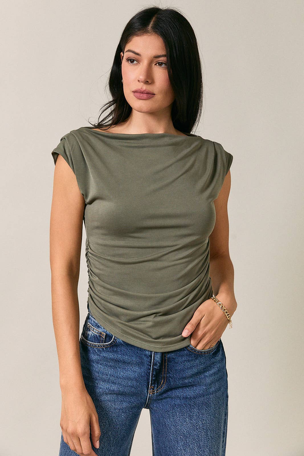 OLIVE ASYMMETRIC TOP