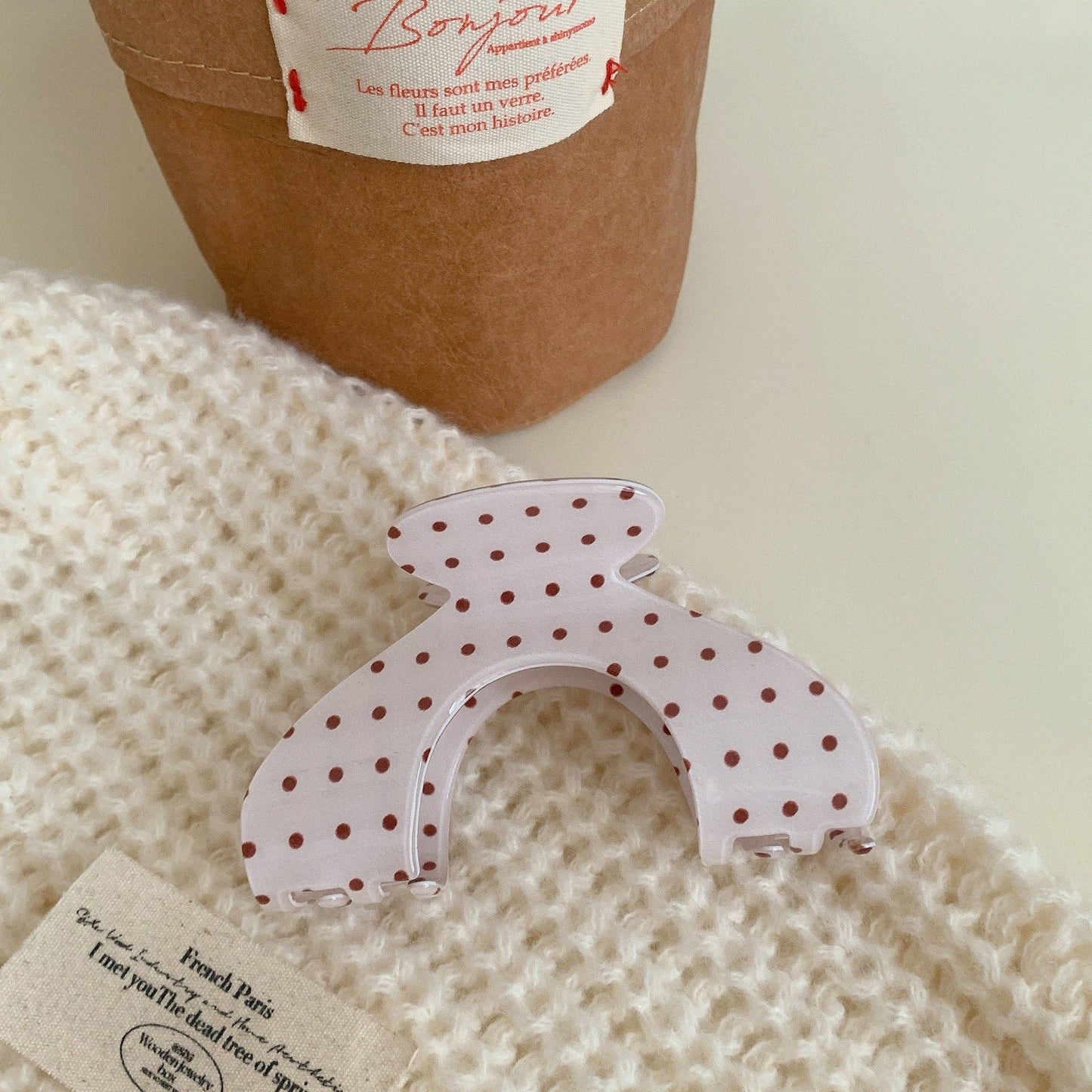 Simple Polka Dot Color Block Hair Claw DP25F573