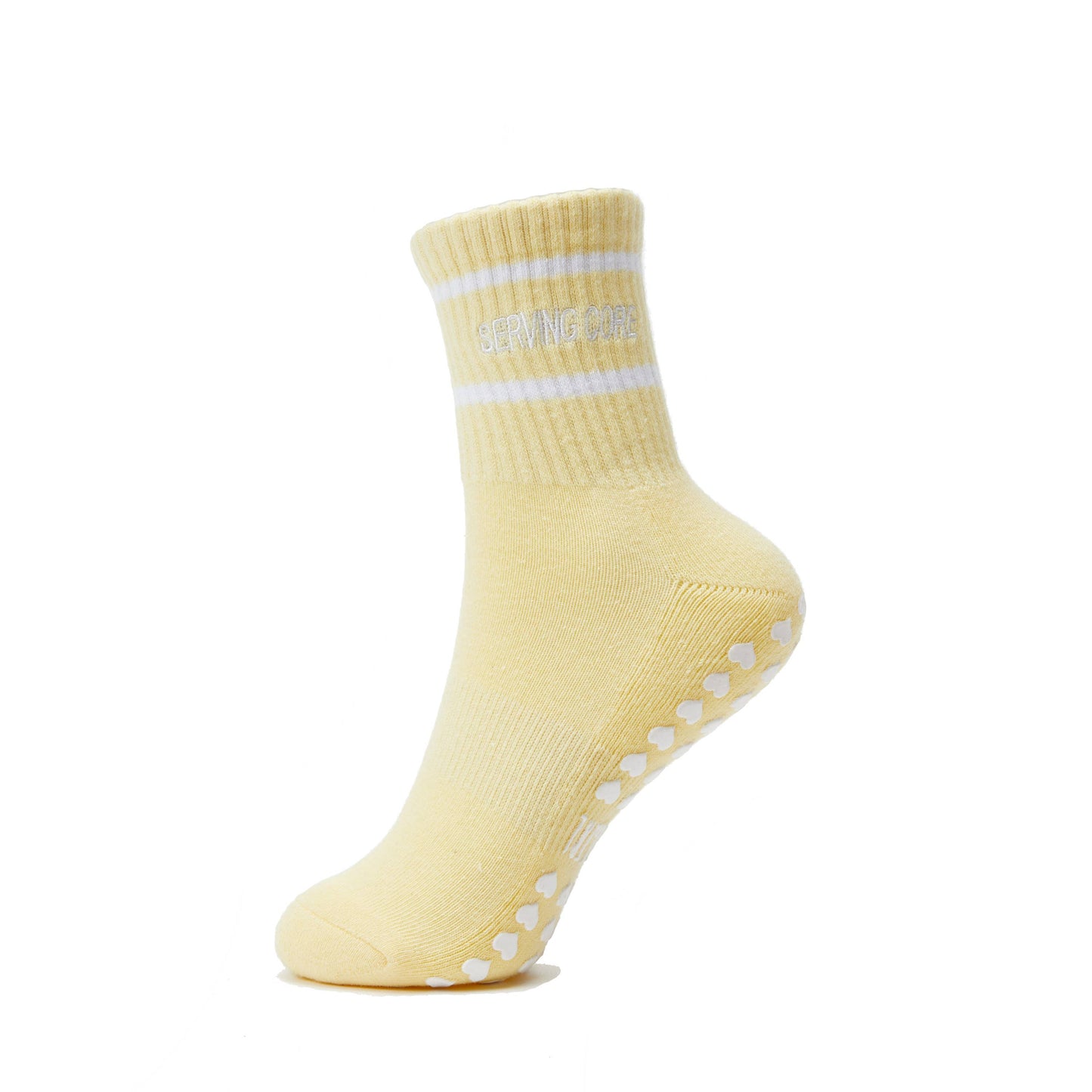 Serving Core Pilates Grip Socks in Pale Yellow