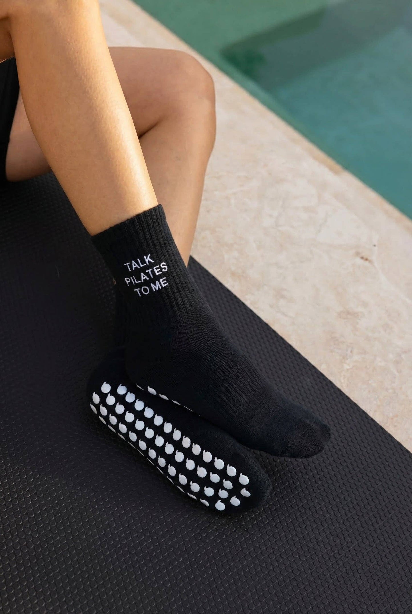 Talk Pilates To Me Grip Socks in Black
