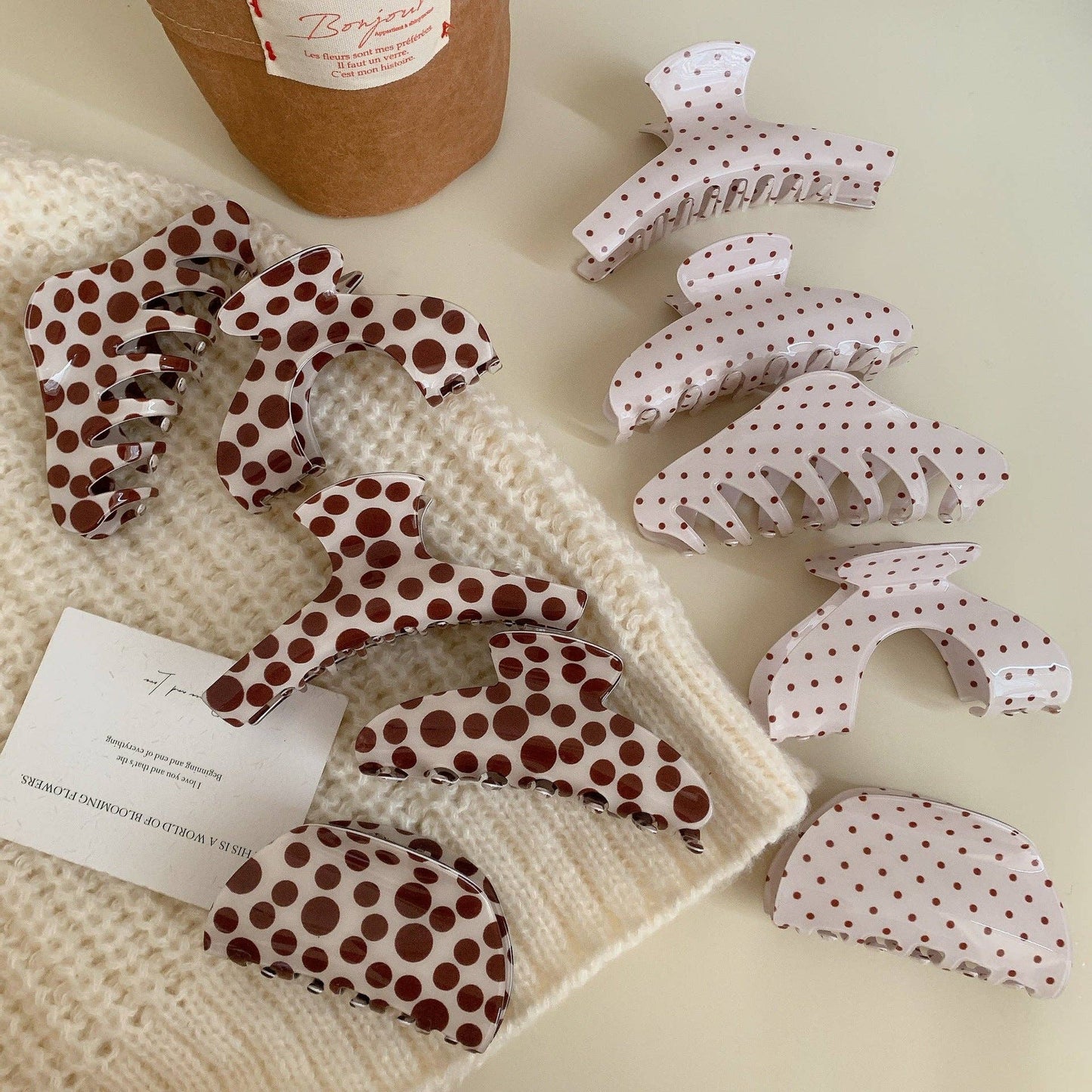 Simple Polka Dot Color Block Hair Claw DP25F573