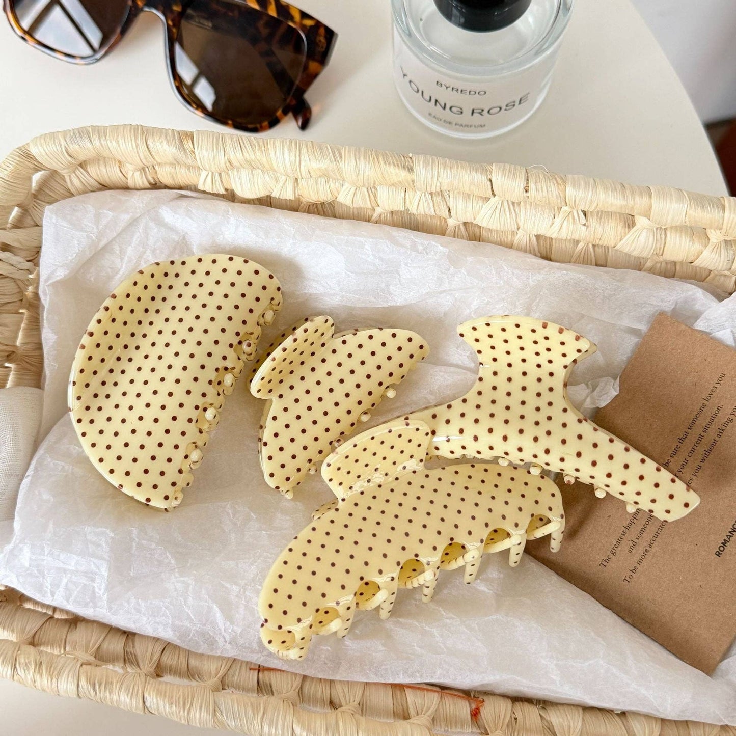 Vintage Polka Dots Acetate Hair Claws 8AS6HCP10