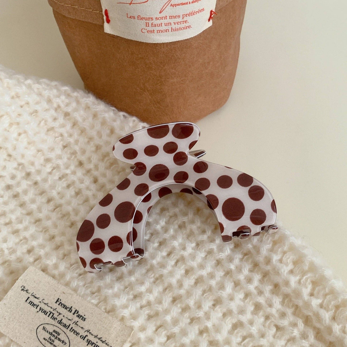 Simple Polka Dot Color Block Hair Claw DP25F573