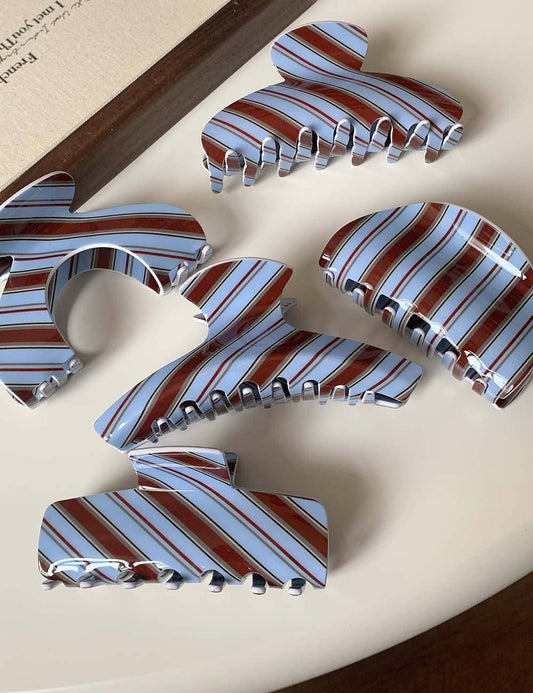Vintage Color Block Striped Hair Claw DP25B964