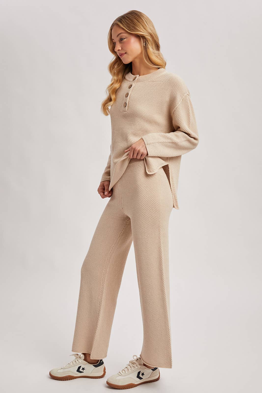 TEXTURED KNIT TOP & PANTS SET