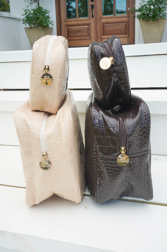Croc Leather Makeup Bag Collection
