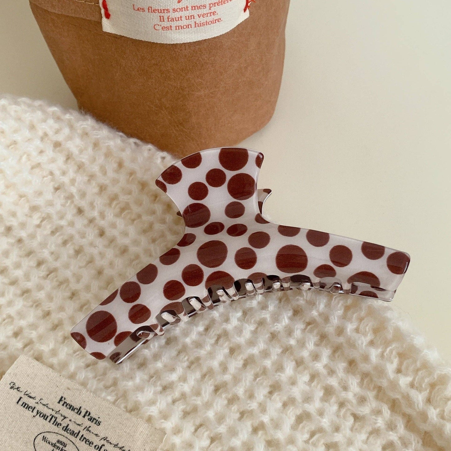 Simple Polka Dot Color Block Hair Claw DP25F573