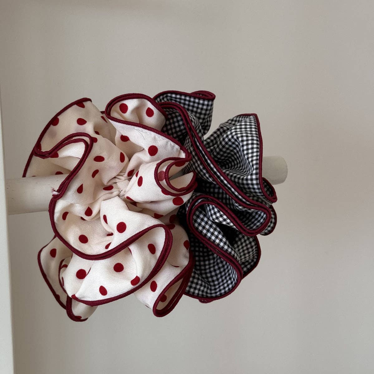 Polka Dot Gingham Ruffled Hair Scrunchies DP25F976