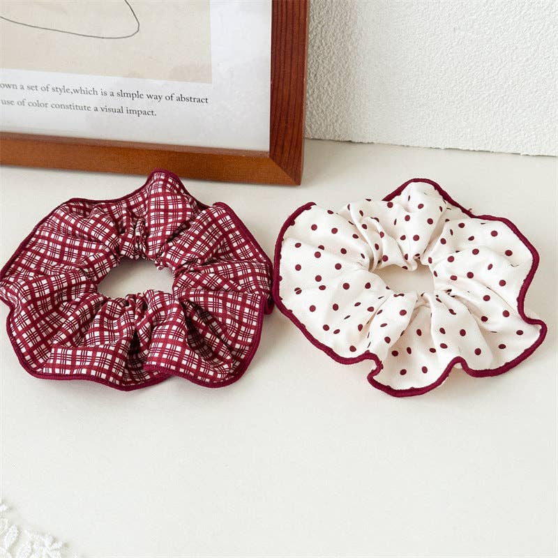 Cute Plaid Polka Dot Stretchy Hair Scrunchie 8BW6HSR60T